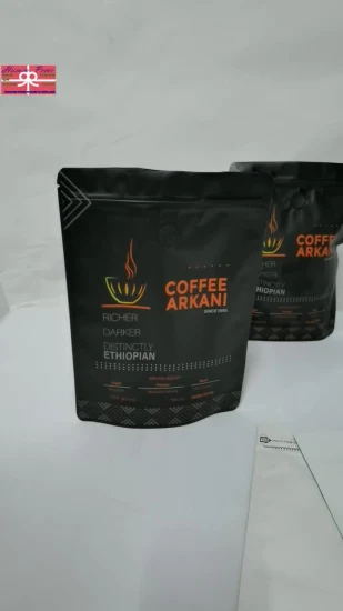Pacote Doy plano personalizado com logotipo personalizado para chá em grãos de café Saco de café de alumínio com valor e saco inferior com bloco de zíper